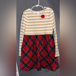 Crown & Ivy Gold and Red Plaid Kids Dress